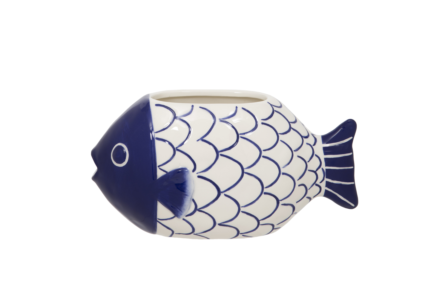 Decorative Garden & Conservatory > LO18005 Ceramic Blue Fish Pot